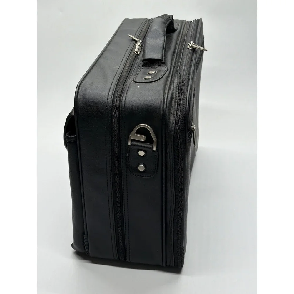 Samsonite‎ Black Faux Leather Laptop Briefcase Business Travel Bag Organizer